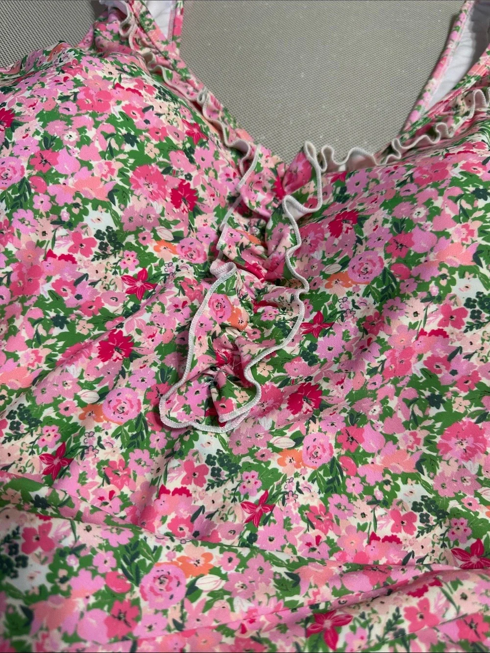 SweetHoney Pink Green Floral One-Piece Swimsuit